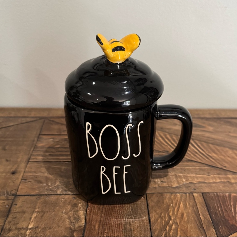 RAE DUNN Boss Bee Mug Black Tea Cup Topper Lid - Picture 3 of 7